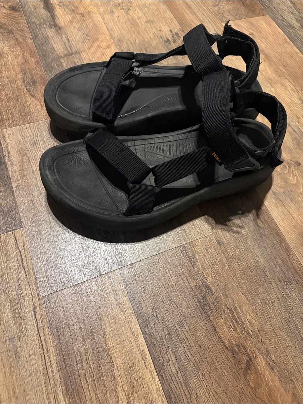 Teva Black Adjustable Sport-Strap Platform Sandals